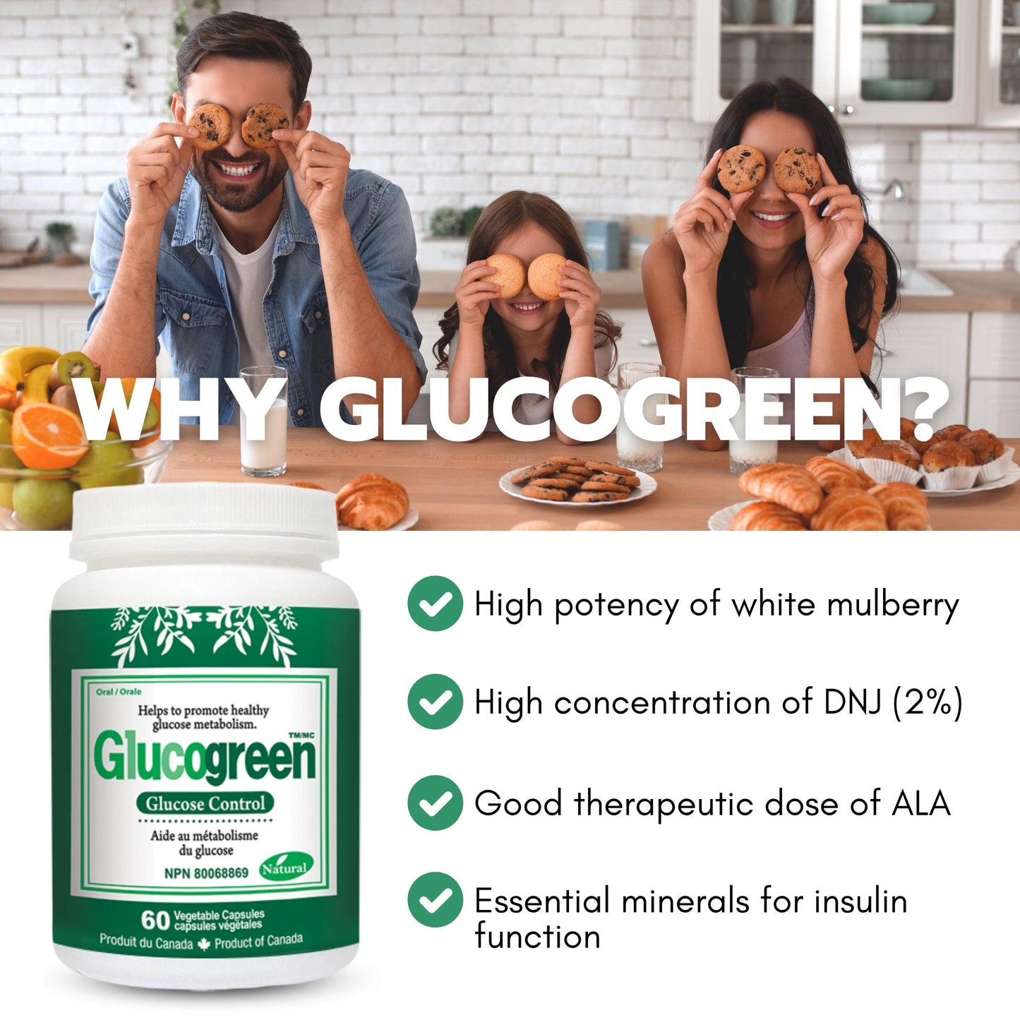 Glucogreen Contrôle du glucose 500 mg 60 gélules 