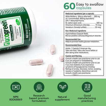 Glucogreen Contrôle du glucose 500 mg 60 gélules 