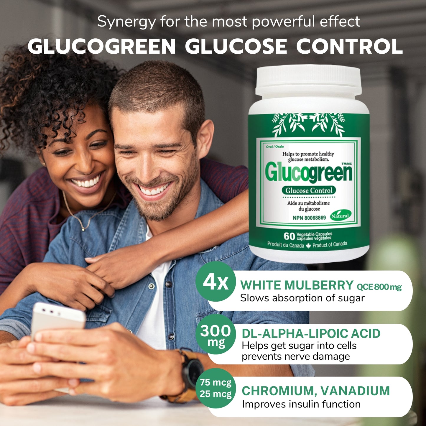 Glucogreen Contrôle du glucose 500 mg 60 gélules 